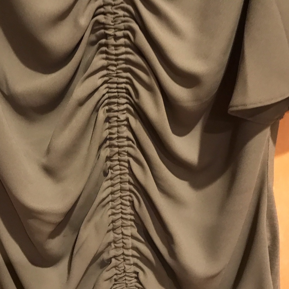 New INC International Concepts Olive Ruched Blouse - Picture 3 of 7